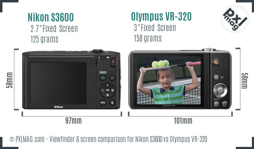 Nikon S3600 vs Olympus VR-320 Screen and Viewfinder comparison Nikon S3600 vs Olympus VR-320 Screen and Viewfinder comparison