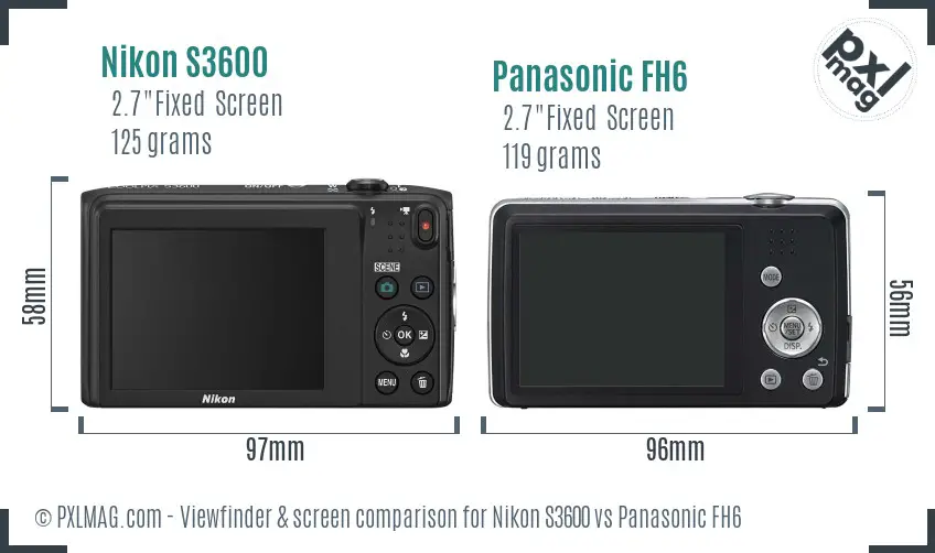 Nikon S3600 vs Panasonic FH6 Screen and Viewfinder comparison Nikon S3600 vs Panasonic FH6 Screen and Viewfinder comparison