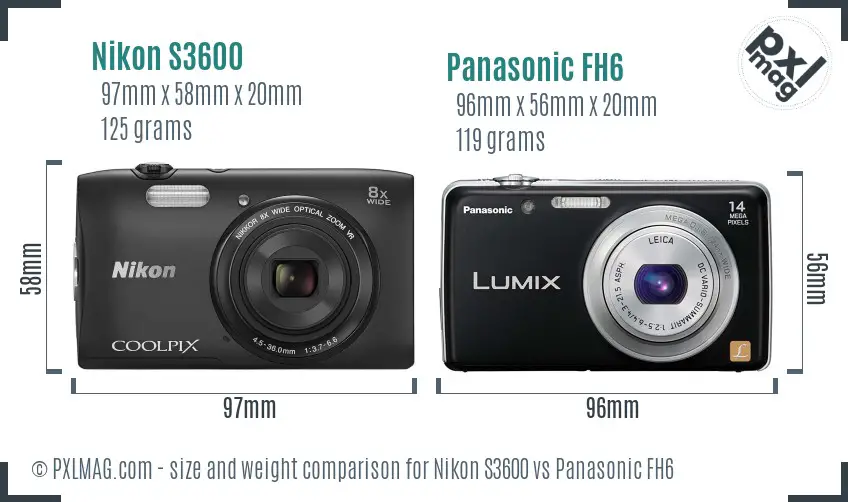 Nikon S3600 vs Panasonic FH6 size comparison Nikon S3600 vs Panasonic FH6 size comparison