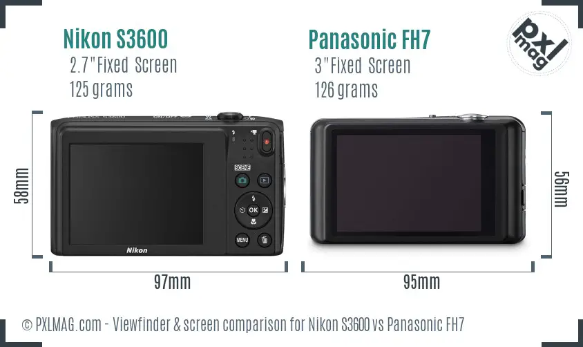 Nikon S3600 vs Panasonic FH7 Screen and Viewfinder comparison Nikon S3600 vs Panasonic FH7 Screen and Viewfinder comparison
