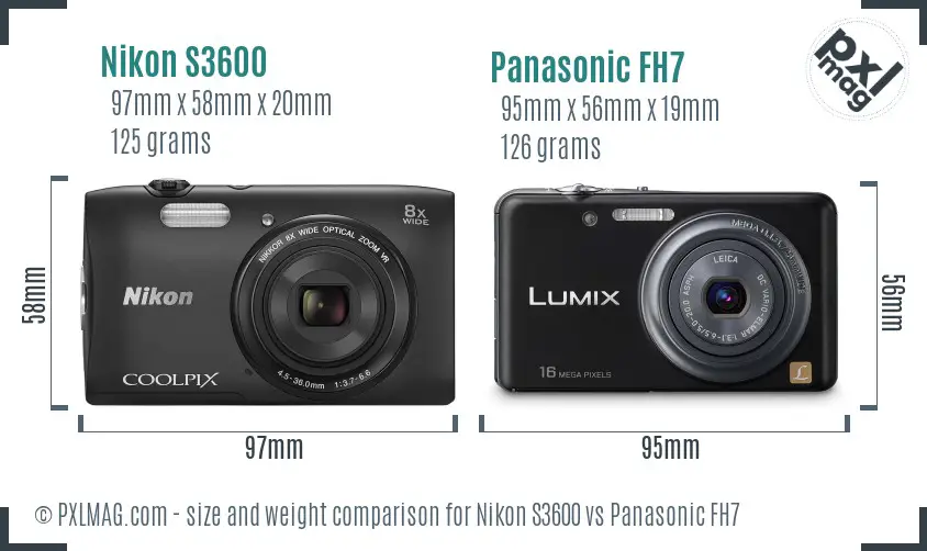 Nikon S3600 vs Panasonic FH7 size comparison Nikon S3600 vs Panasonic FH7 size comparison