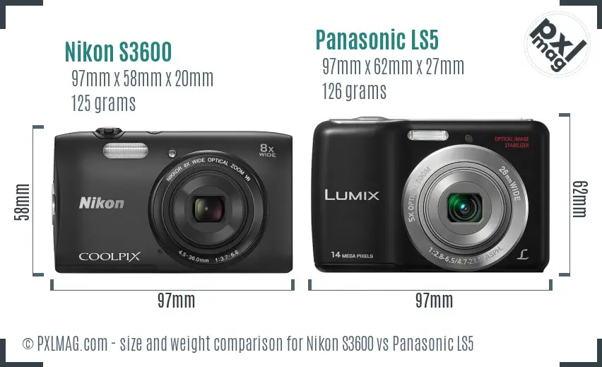 Nikon S3600 vs Panasonic LS5 size comparison Nikon S3600 vs Panasonic LS5 size comparison