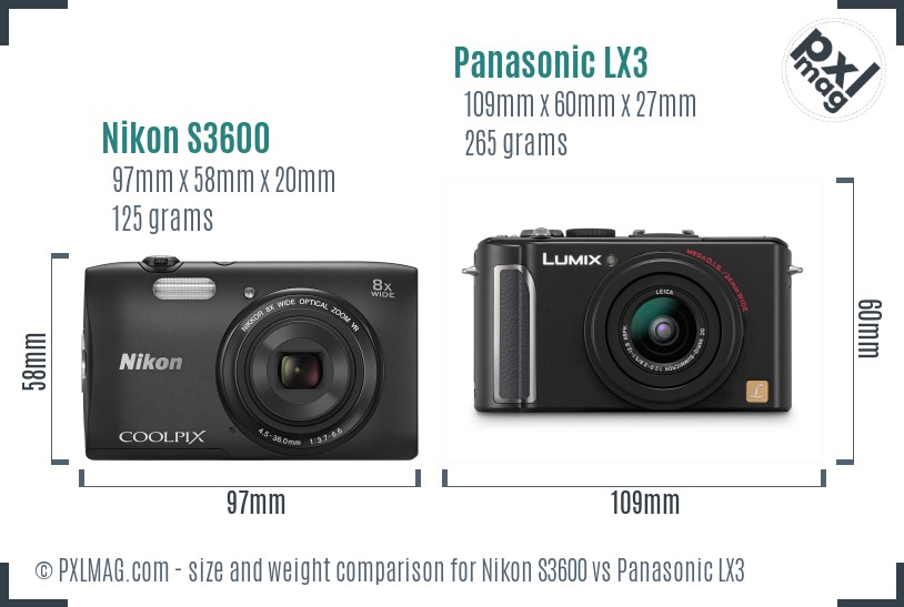 Nikon S3600 vs Panasonic LX3 size comparison Nikon S3600 vs Panasonic LX3 size comparison