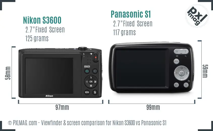 Nikon S3600 vs Panasonic S1 Screen and Viewfinder comparison