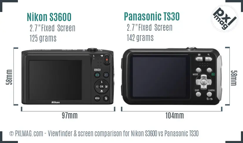 Nikon S3600 vs Panasonic TS30 Screen and Viewfinder comparison Nikon S3600 vs Panasonic TS30 Screen and Viewfinder comparison
