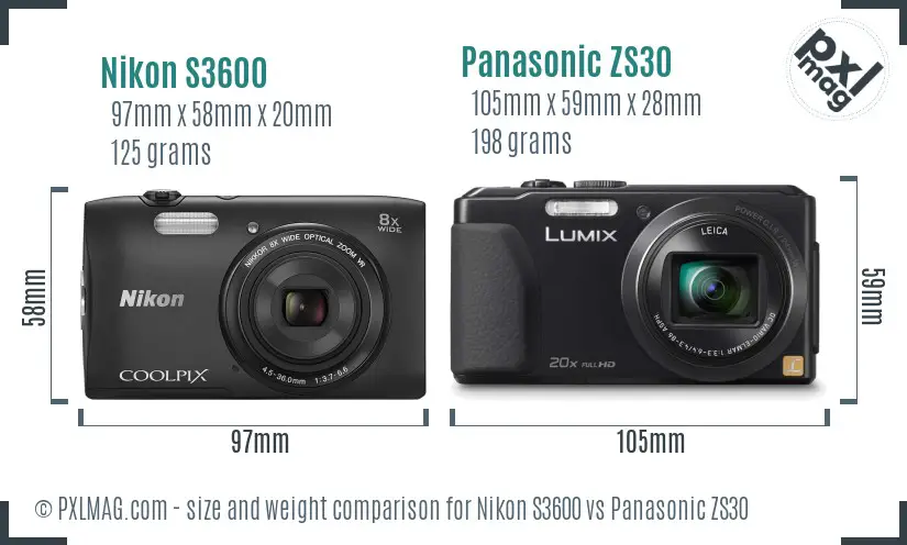 Nikon S3600 vs Panasonic ZS30 size comparison Nikon S3600 vs Panasonic ZS30 size comparison