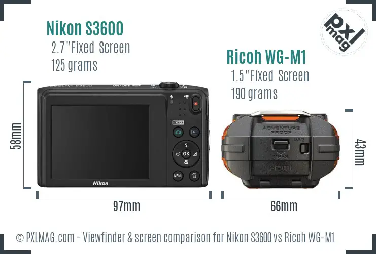 Nikon S3600 vs Ricoh WG-M1 Screen and Viewfinder comparison Nikon S3600 vs Ricoh WG-M1 Screen and Viewfinder comparison