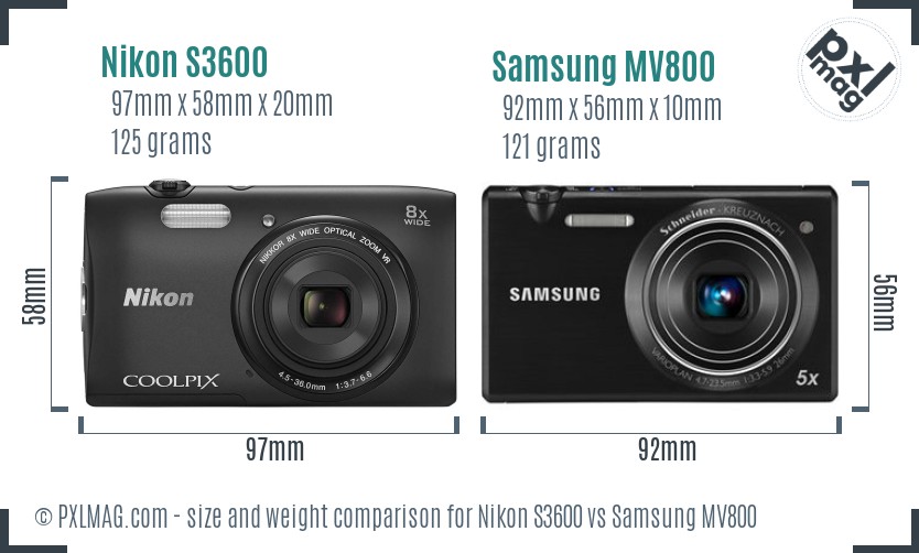 Nikon S3600 vs Samsung MV800 size comparison Nikon S3600 vs Samsung MV800 size comparison