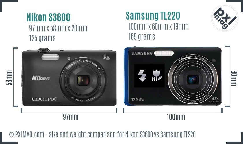Nikon S3600 vs Samsung TL220 size comparison Nikon S3600 vs Samsung TL220 size comparison