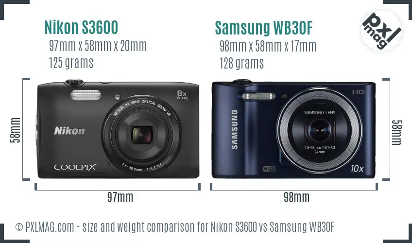 Nikon S3600 vs Samsung WB30F size comparison Nikon S3600 vs Samsung WB30F size comparison