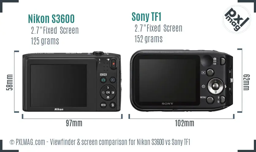 Nikon S3600 vs Sony TF1 Screen and Viewfinder comparison