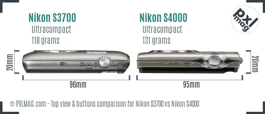 Nikon S3700 vs Nikon S4000 top view buttons comparison