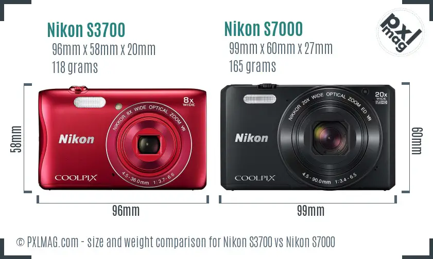 Nikon S3700 vs Nikon S7000 size comparison