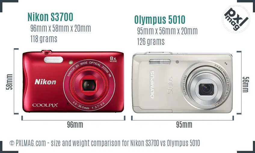 Nikon S3700 vs Olympus 5010 size comparison
