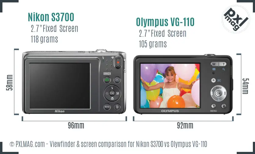 Nikon S3700 vs Olympus VG-110 Screen and Viewfinder comparison Nikon S3700 vs Olympus VG-110 Screen and Viewfinder comparison