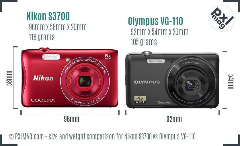 Nikon S3700 vs Olympus VG-110 size comparison Nikon S3700 vs Olympus VG-110 size comparison