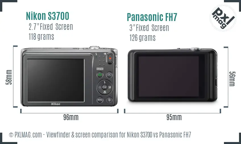 Nikon S3700 vs Panasonic FH7 Screen and Viewfinder comparison