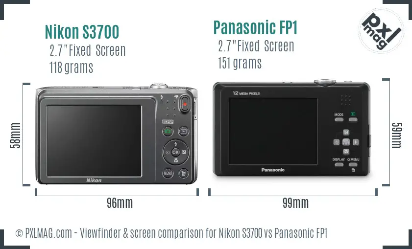 Nikon S3700 vs Panasonic FP1 Screen and Viewfinder comparison Nikon S3700 vs Panasonic FP1 Screen and Viewfinder comparison