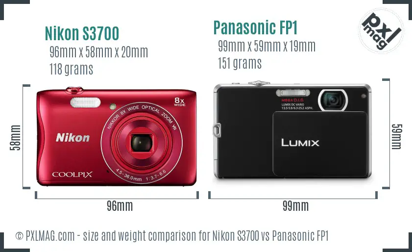 Nikon S3700 vs Panasonic FP1 size comparison Nikon S3700 vs Panasonic FP1 size comparison