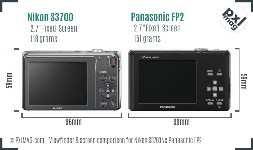 Nikon S3700 vs Panasonic FP2 Screen and Viewfinder comparison Nikon S3700 vs Panasonic FP2 Screen and Viewfinder comparison