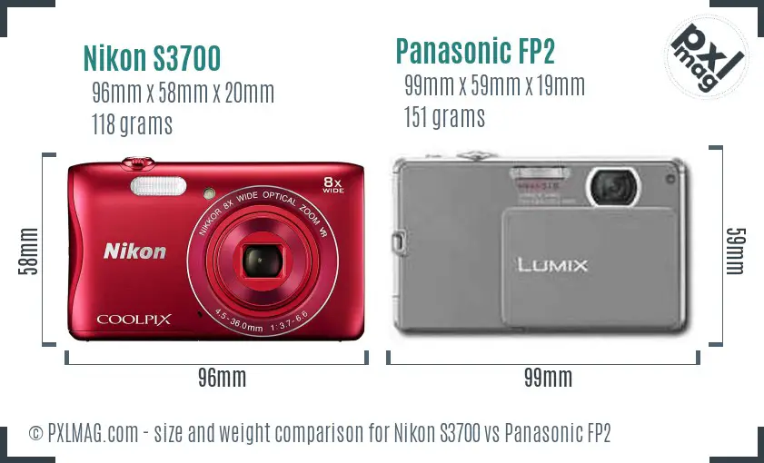 Nikon S3700 vs Panasonic FP2 size comparison Nikon S3700 vs Panasonic FP2 size comparison