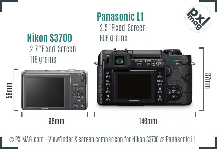 Nikon S3700 vs Panasonic L1 Screen and Viewfinder comparison