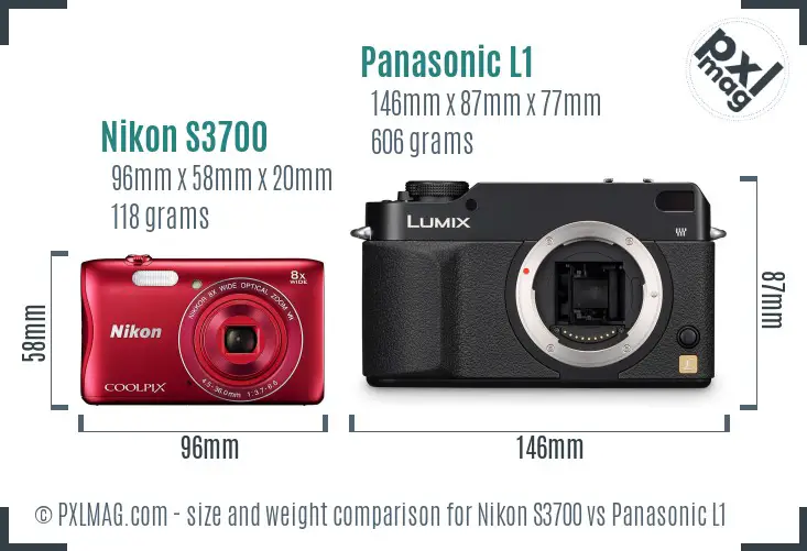 Nikon S3700 vs Panasonic L1 size comparison