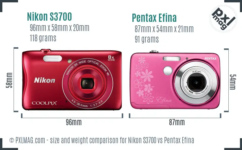 Nikon S3700 vs Pentax Efina size comparison Nikon S3700 vs Pentax Efina size comparison