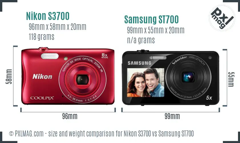 Nikon S3700 vs Samsung ST700 size comparison