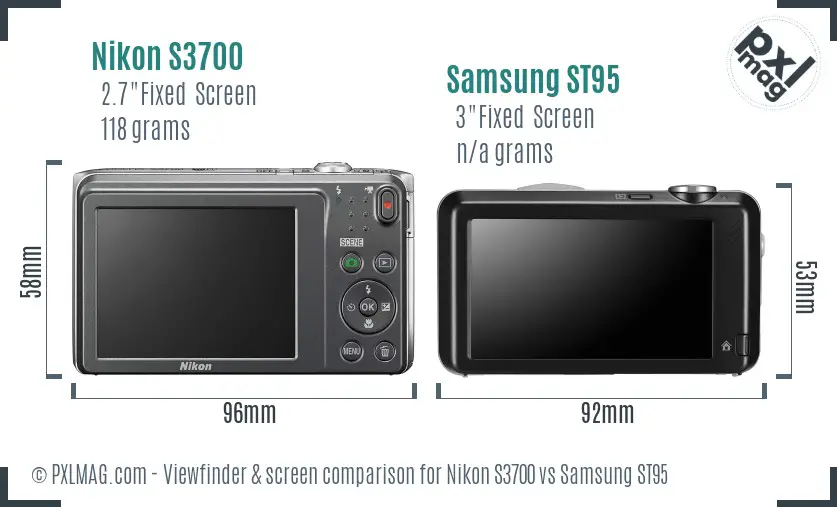 Nikon S3700 vs Samsung ST95 Screen and Viewfinder comparison