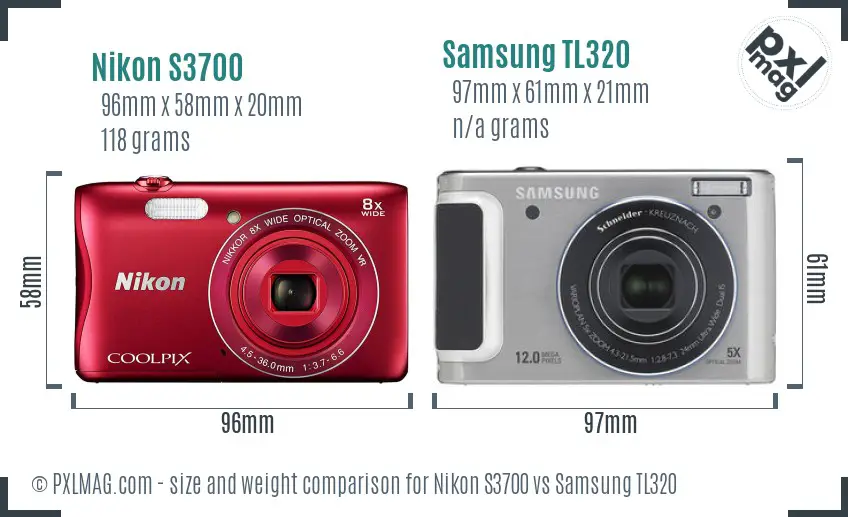 Nikon S3700 vs Samsung TL320 size comparison Nikon S3700 vs Samsung TL320 size comparison