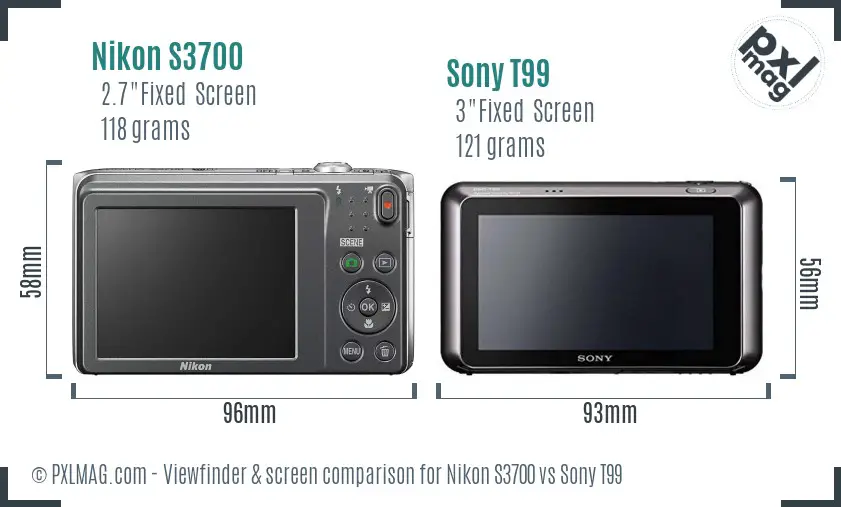 Nikon S3700 vs Sony T99 Screen and Viewfinder comparison