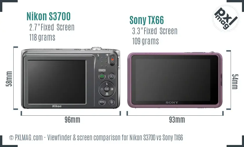 Nikon S3700 vs Sony TX66 Screen and Viewfinder comparison