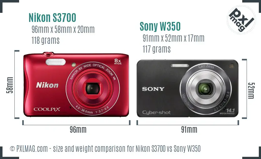Nikon S3700 vs Sony W350 size comparison Nikon S3700 vs Sony W350 size comparison