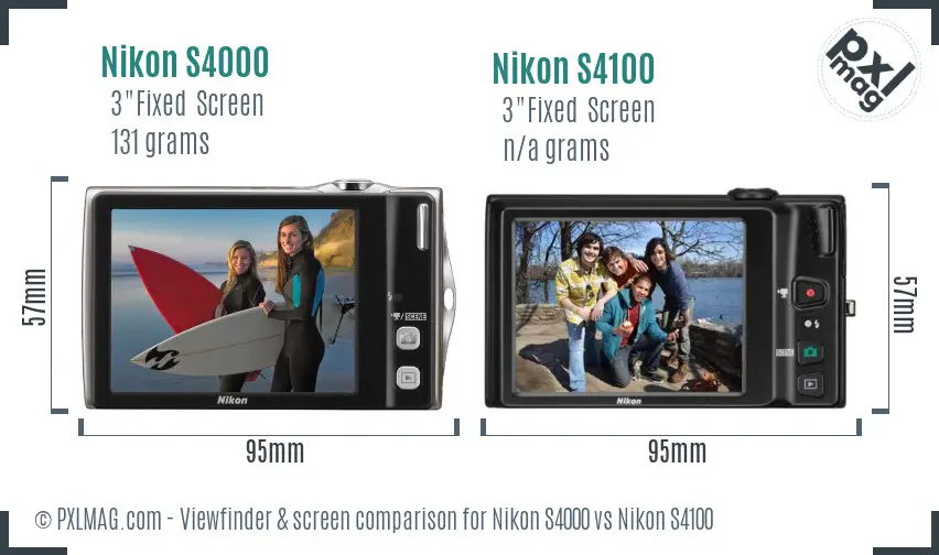 Nikon S4000 vs Nikon S4100 Screen and Viewfinder comparison