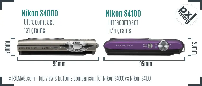 Nikon S4000 vs Nikon S4100 top view buttons comparison