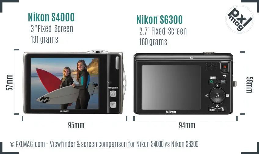Nikon S4000 vs Nikon S6300 Screen and Viewfinder comparison Nikon S4000 vs Nikon S6300 Screen and Viewfinder comparison