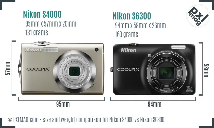 Nikon S4000 vs Nikon S6300 size comparison Nikon S4000 vs Nikon S6300 size comparison