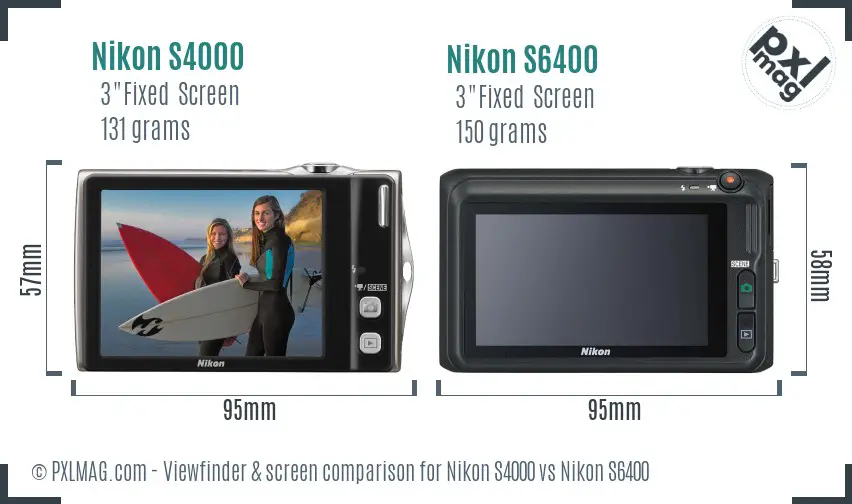 Nikon S4000 vs Nikon S6400 Screen and Viewfinder comparison