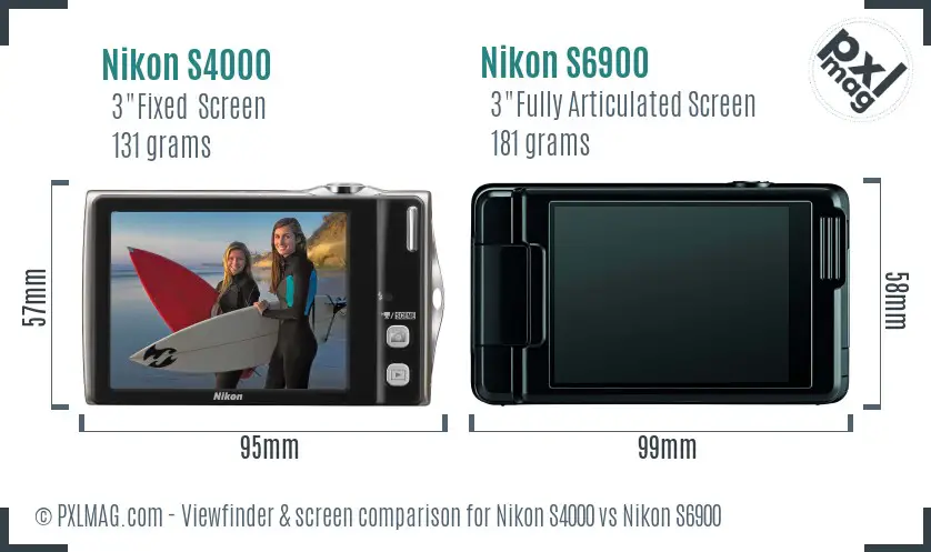 Nikon S4000 vs Nikon S6900 Screen and Viewfinder comparison