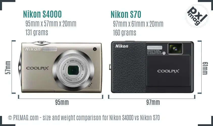 Nikon S4000 vs Nikon S70 size comparison