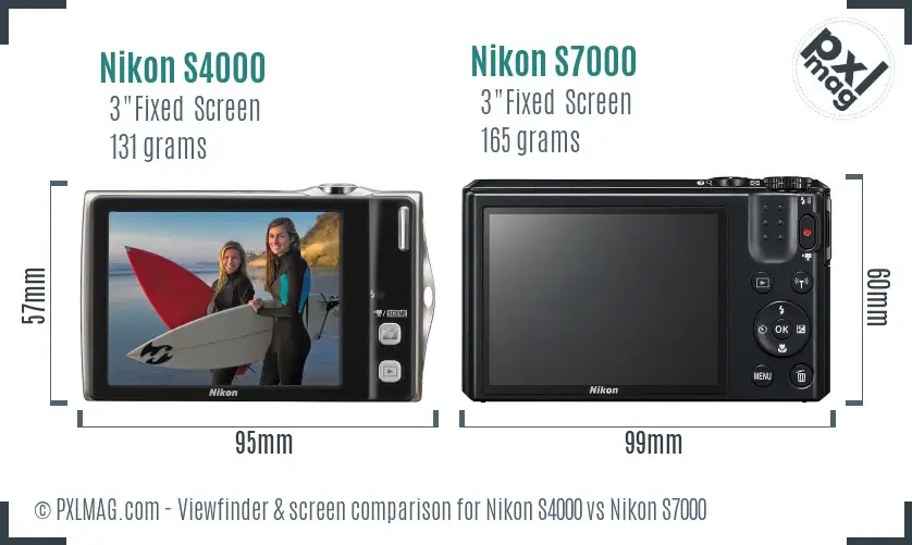 Nikon S4000 vs Nikon S7000 Screen and Viewfinder comparison