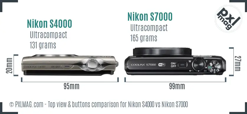 Nikon S4000 vs Nikon S7000 top view buttons comparison