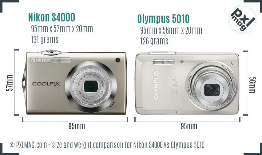 Nikon S4000 vs Olympus 5010 size comparison