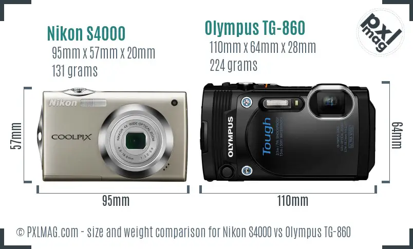 Nikon S4000 vs Olympus TG-860 size comparison