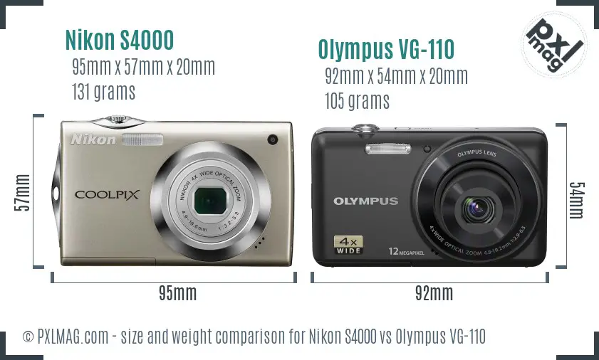 Nikon S4000 vs Olympus VG-110 size comparison Nikon S4000 vs Olympus VG-110 size comparison