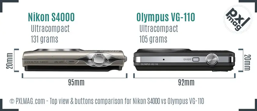 Nikon S4000 vs Olympus VG-110 top view buttons comparison