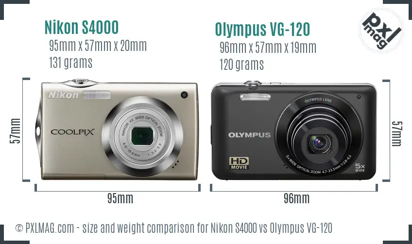 Nikon S4000 vs Olympus VG-120 size comparison