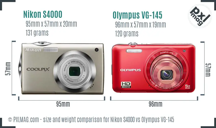 Nikon S4000 vs Olympus VG-145 size comparison