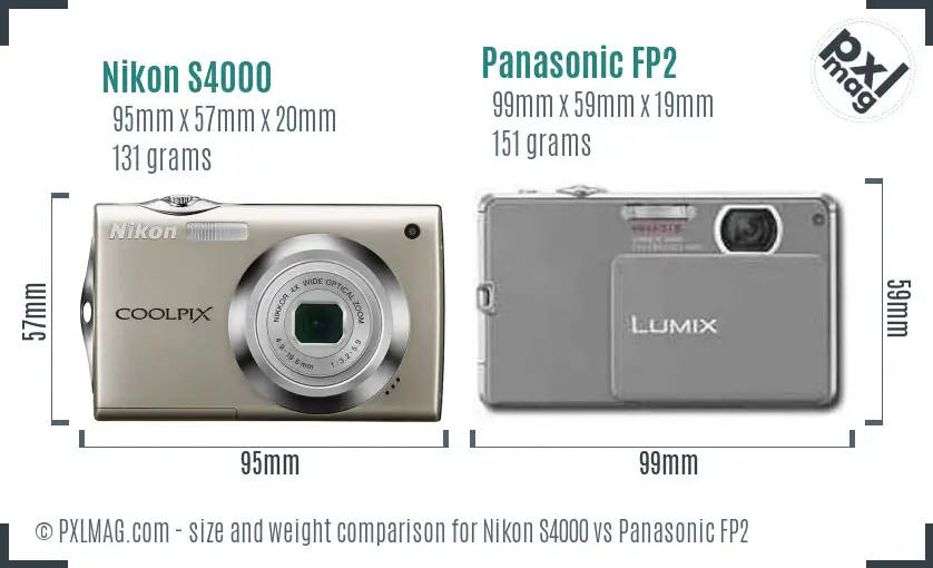 Nikon S4000 vs Panasonic FP2 size comparison